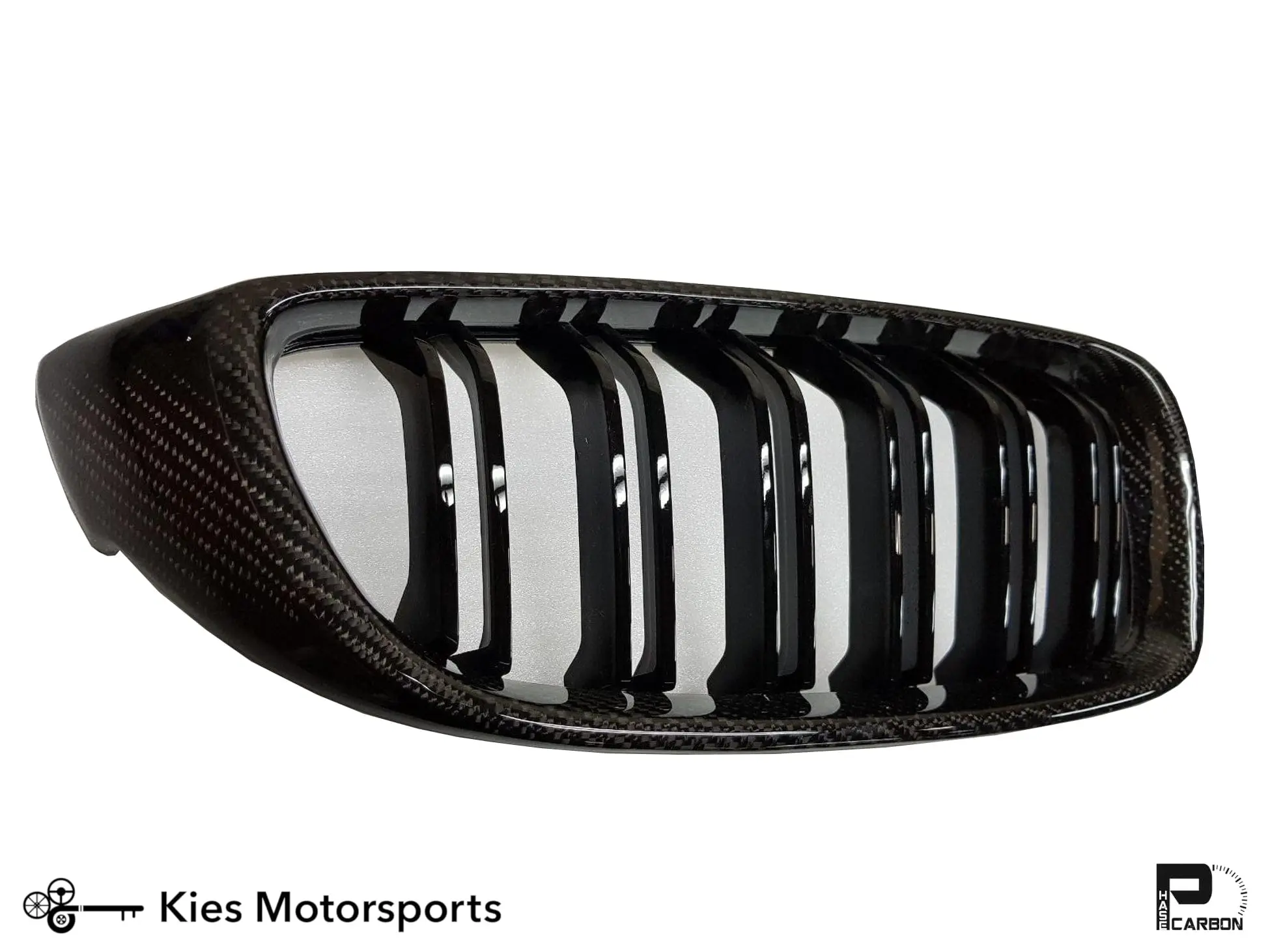 2012-2018 BMW 3 Series (F30 / F31) M3 Style Carbon Fiber Kidney Grilles (Various Finishes) - Carbon w/ Black Slats №2