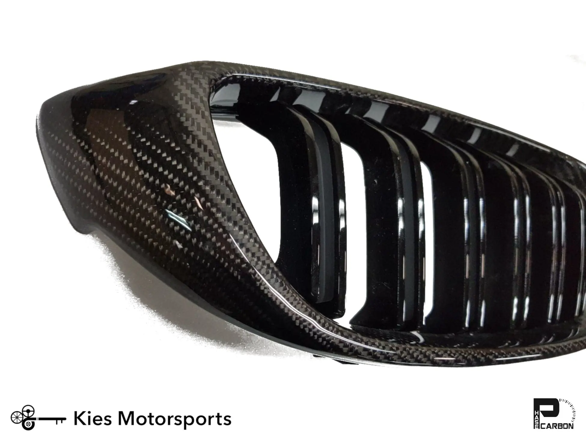 2012-2018 BMW 3 Series (F30 / F31) M3 Style Carbon Fiber Kidney Grilles (Various Finishes) - Carbon w/ Black Slats №4