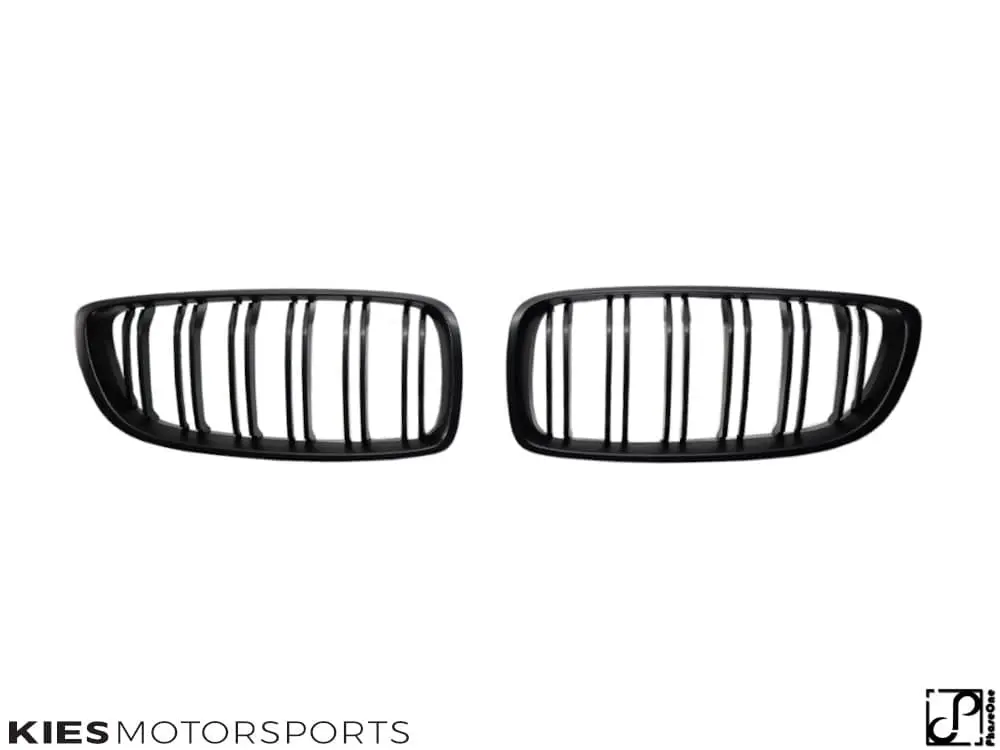 2014+ BMW 4 Series (F32 / F33 / F36) M Inspired Dual Slat Kidney Grilles (Various Finishes) [Fits OEM F82 M4 & F80 M3] - Gloss Black №4