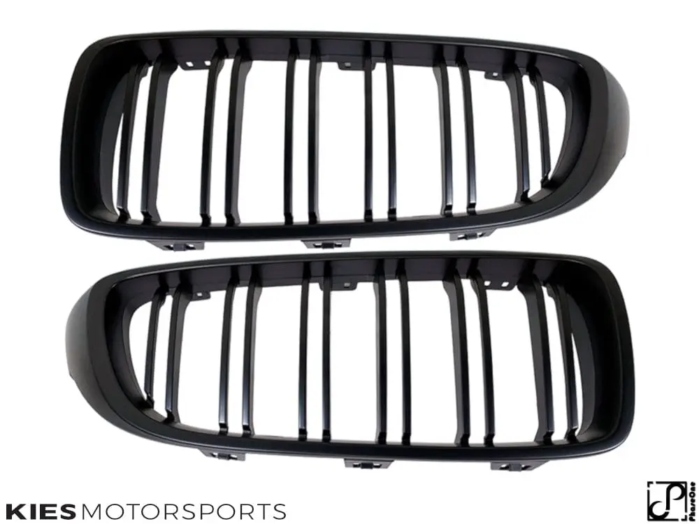 2014+ BMW 4 Series (F32 / F33 / F36) M Inspired Dual Slat Kidney Grilles (Various Finishes) [Fits OEM F82 M4 & F80 M3] - Gloss Black №5