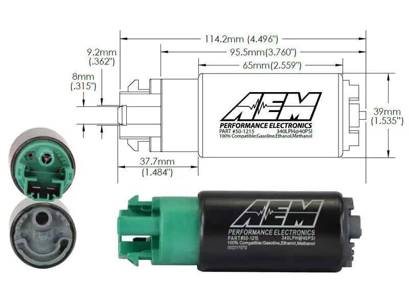 AEM AEM50-1215 340LPH 65mm Fuel Pump Kit W/ Mounting Hooks - Ethanol Compatible №6