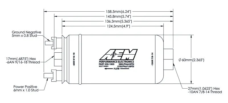 AEM AEM50-1005 380LPH High Pressure Fuel Pump -6AN Female Out, -10AN Female In №9