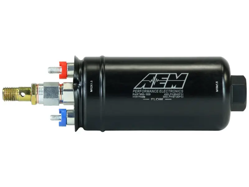 AEM AEM50-1009 400LPH High Pressure Inline Fuel Pump - M18x1.5 Female Inlet To M12x1.5 Male Outlet №1