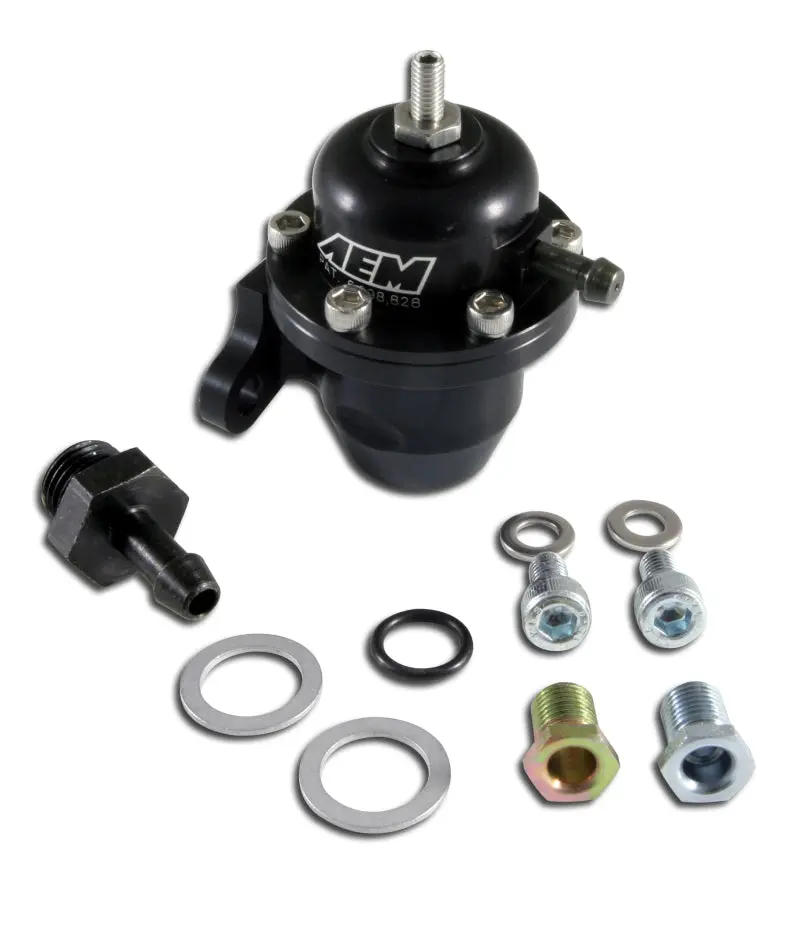 AEM AEM25-301BK 98-99 Acura CL / 00-05 S2000 / 98-02 Accord / 96-00 Civic Black Adjustable Fuel Pressure Regulat №1