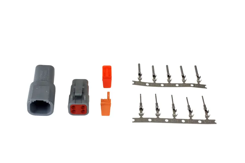 AEM 35-2626 DTM-Style 4-Way Connector Kit W/ Plug / Receptacle / Wedge Locks / 5 Female Pins / 5 Male Pins