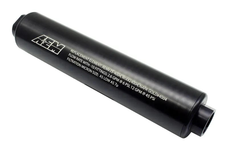 AEM AEM25-201BK Universal High Flow -10 AN Inline Black Fuel Filter