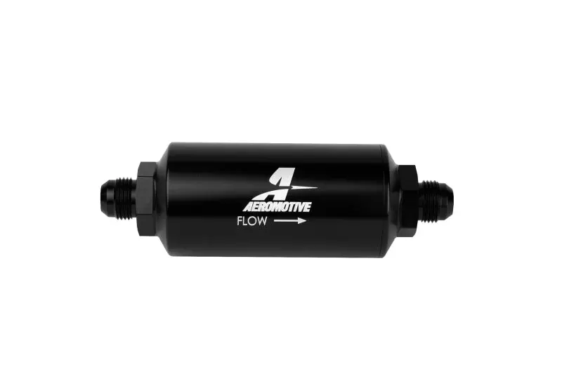 Aeromotive AER12375 In-Line Filter - AN-08 Size Male - 10 Micron Microglass Element - Bright-Dip Black