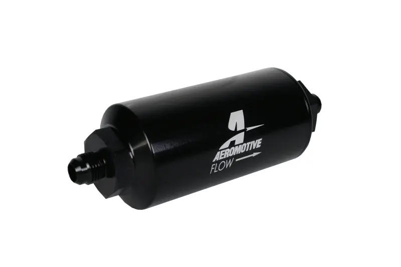 Aeromotive AER12347 In-Line Filter - (AN-6 Male) 10 Micron Fabric Element Bright Dip Black Finish №10