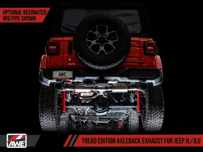 AWE AWE3015-32001 Tuning 2018+ Jeep Wrangler JL/JLU Tread Edition Axle-Back Dual Exhaust - Chrome Silver Tips №15