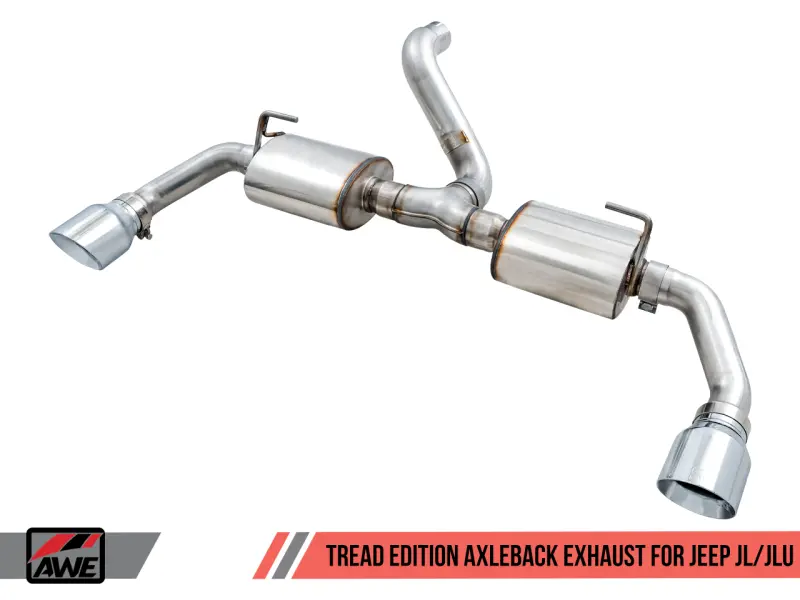 AWE AWE3015-32001 Tuning 2018+ Jeep Wrangler JL/JLU Tread Edition Axle-Back Dual Exhaust - Chrome Silver Tips №20