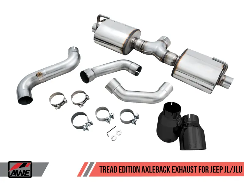 AWE AWE3015-33001 Tuning 2018+ Jeep Wrangler JL/JLU Tread Edition Axle-Back Dual Exhaust - Diamond Black Tips №8