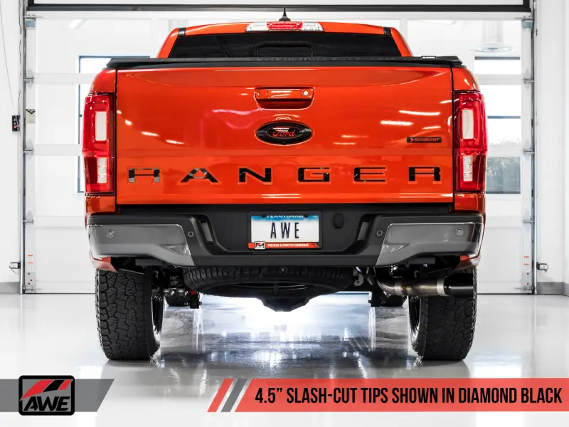 AWE AWE3015-23064 Tuning 2019+ Ford Ranger 0FG Performance Exhaust System W/Diamond Black Tips & Rock Guard №8