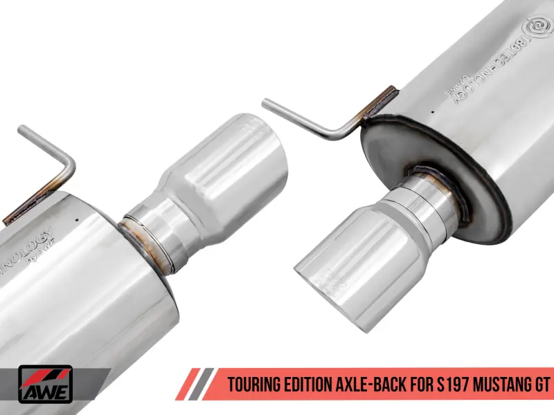 AWE AWE3015-32094 Tuning S197 Mustang GT Axle-Back Exhaust - Touring Edition (Chrome Silver Tips) №3