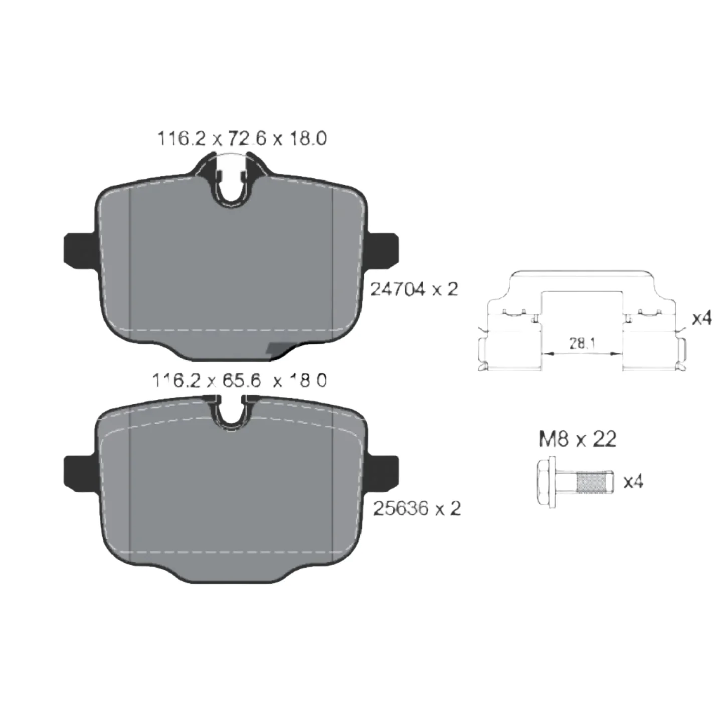 BMW 34216870552 Комплект гальмівних колодок, задні BMW 5 F10, G30, 6 F06, F13, 7 G11, G12, X3 G01, X4 G02, F98, X5 G05, F95, X6 G06, F96, X7 G07 №2