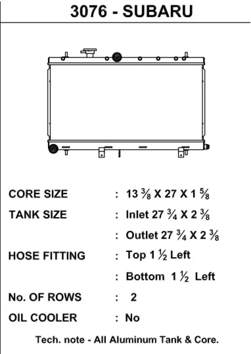 CSF CSF3076 02-07 Subaru Impreza Radiator