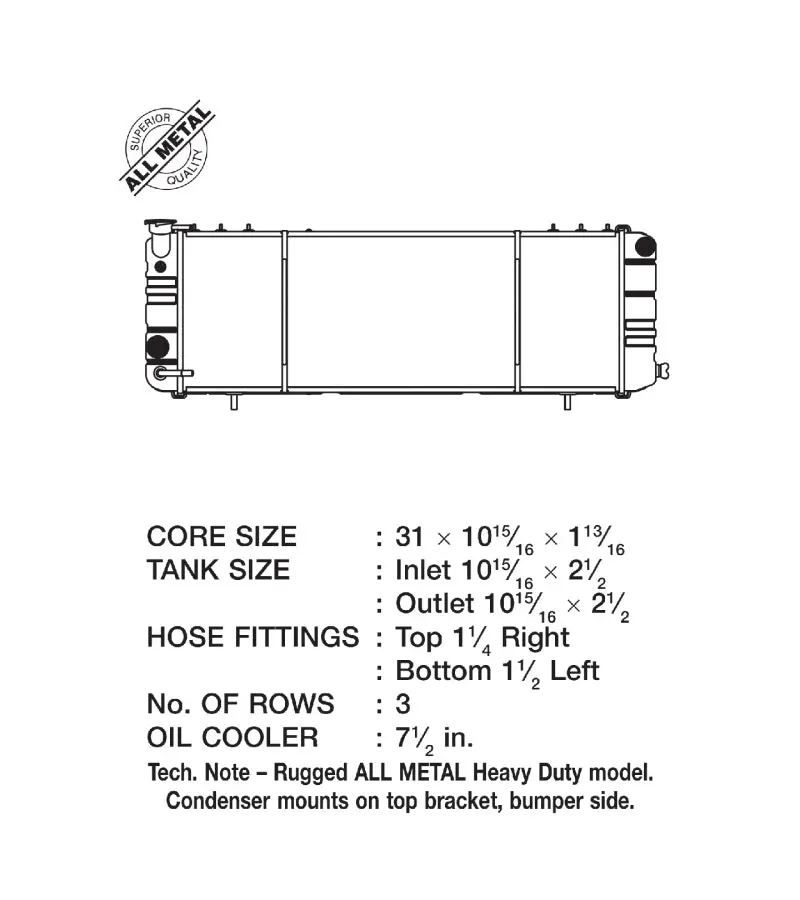 CSF CSF2671 91-01 Jeep Cherokee 4.0L (LHD Only) Heavy Duty 3 Row All Metal Radiator №7