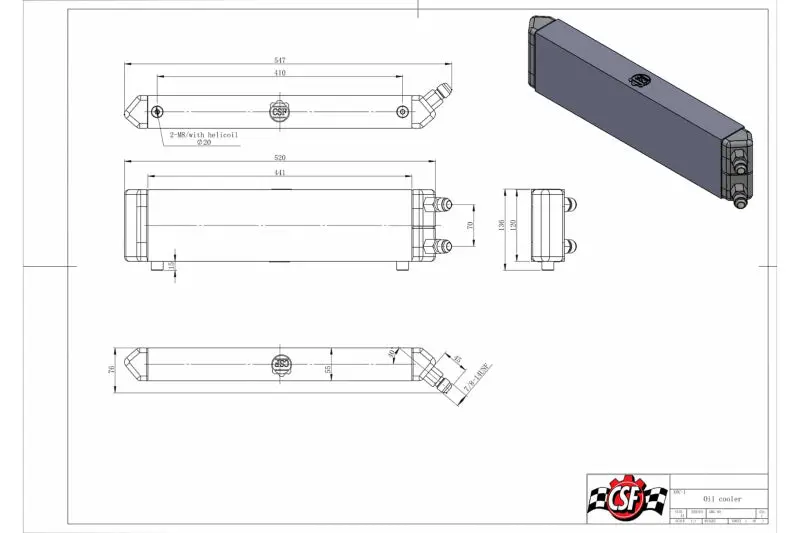 CSF CSF8066 Universal Dual-Pass Internal/External Oil Cooler - 22.0in L X 5.0in H X 2.25in W №4