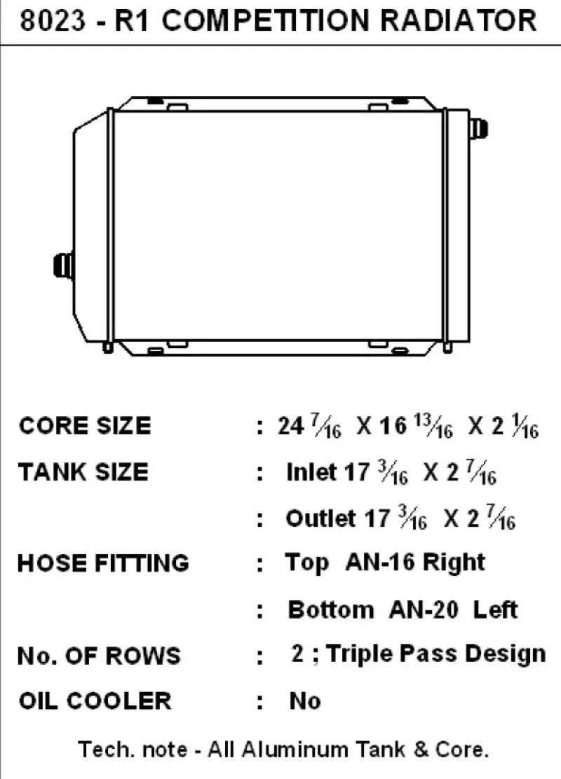 CSF CSF8023 Universal Triple Pass Dual Core Radiator W/AN Fittings