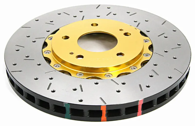 DBA DBA52218GLDXS 03-05 Evo 8/9 Front Drilled & Slotted 5000 Series 2 Piece Rotor Assembled W/ Gold Hat №2