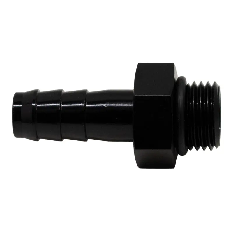 Deatschwerks DWK6-02-0501-B 6AN ORB Male To 3/8in Male Triple Barb Fitting (Incl O-Ring) - Anodized Matte Black