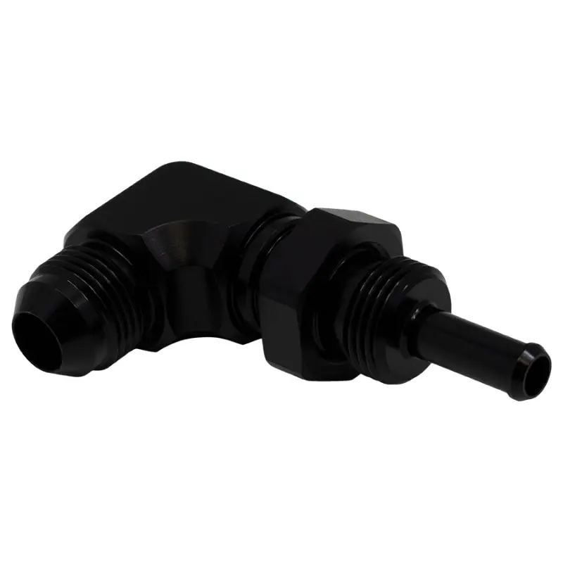 Deatschwerks DWK6-02-0713-B 8AN Male Flare To 5/16in Male Barb Bulkhead Adapter 90-Degree - Anodized Matte Black №2