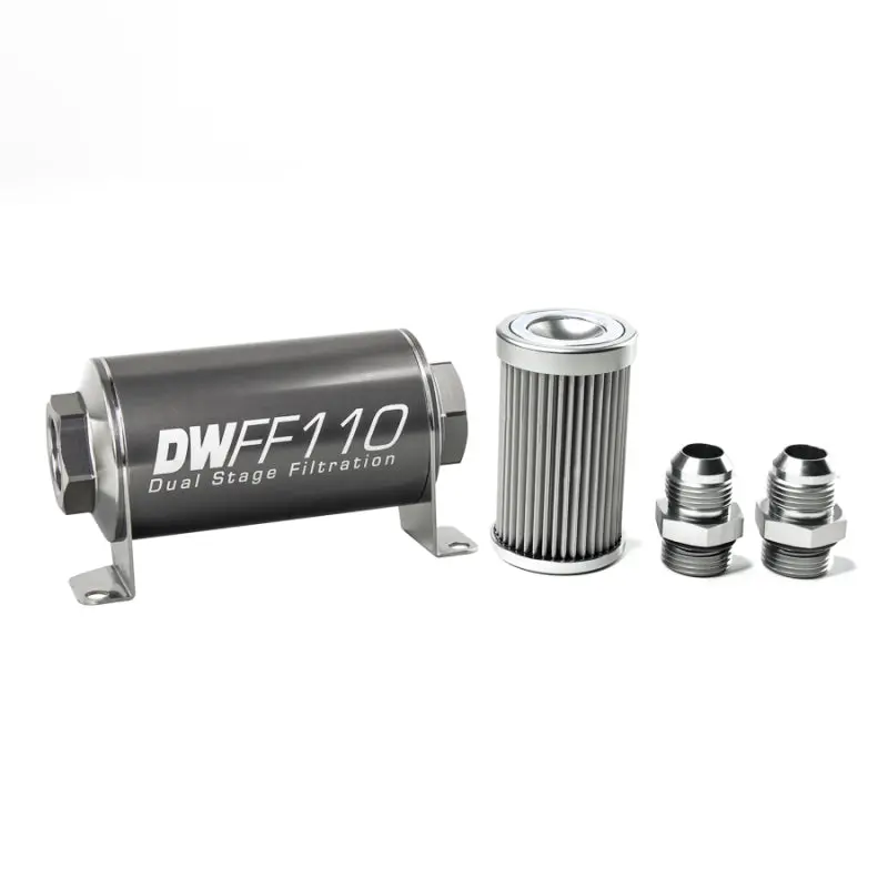 Deatschwerks DWK8-03-110-010K-10 Stainless Steel 10AN 10 Micron Universal Inline Fuel Filter Housing Kit (110mm) №1