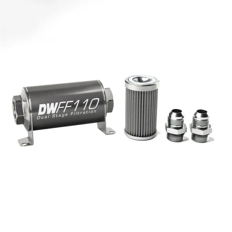 Deatschwerks DWK8-03-110-100K-10 Stainless Steel 10AN 100 Micron Universal Inline Fuel Filter Housing Kit (110mm)