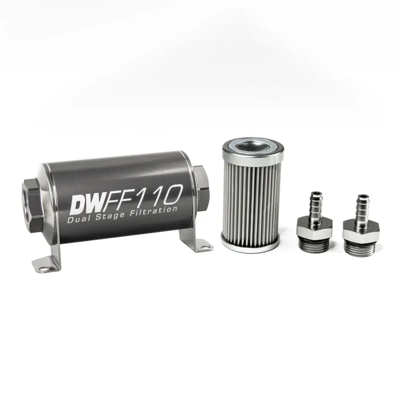 Deatschwerks DWK8-03-110-010K-516 Stainless Steel 5/16in 10 Micron Universal Inline Fuel Filter Housing Kit (110mm) №1