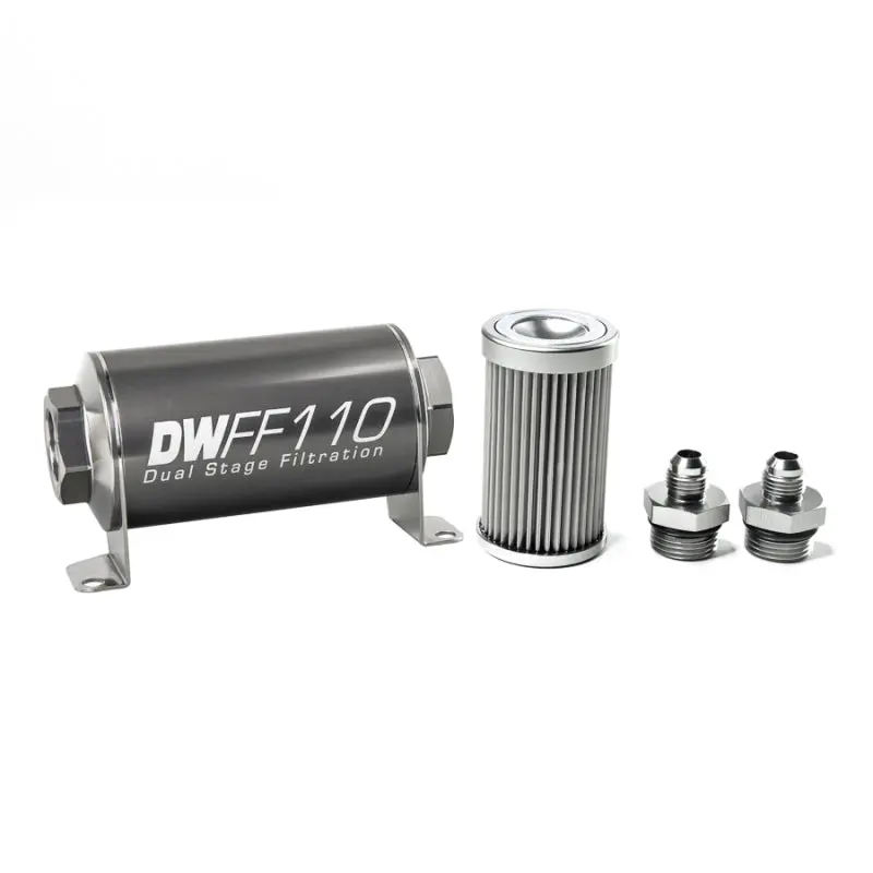 Deatschwerks DWK8-03-110-010K-6 Stainless Steel 6AN 10 Micron Universal Inline Fuel Filter Housing Kit (110mm)