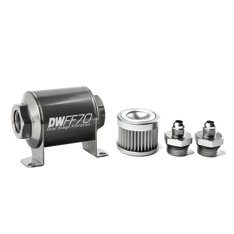 Deatschwerks DWK8-03-070-010K-6 Stainless Steel 6AN 10 Micron Universal Inline Fuel Filter Housing Kit (70mm) №2