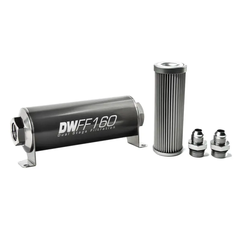 Deatschwerks DWK8-03-160-010K-8 Stainless Steel 8AN 10 Micron Universal Inline Fuel Filter Housing Kit (160mm) №1