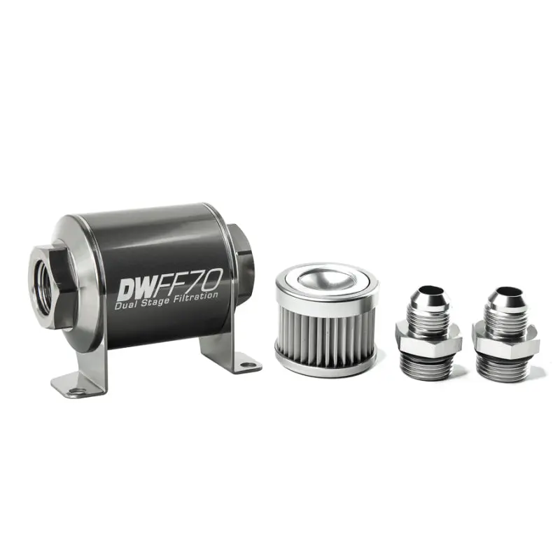 Deatschwerks DWK8-03-070-010K-8 Stainless Steel 8AN 10 Micron Universal Inline Fuel Filter Housing Kit (70mm) №1