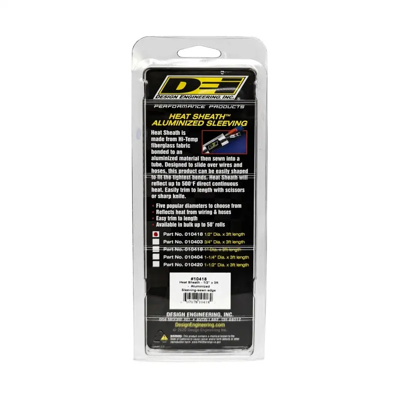 DEI DEI10418 Heat Sheath 1/2in I.D. X 3ft - Aluminized Sleeving - Sewn Edge №6