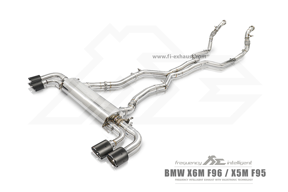 FI Exhaust BN-96M-CBE + TIP70114S*4+CAB-BTB*2 Вихлопна система для BMW F9X X5M / X6M Non-OPF 2020+ (насадки Quad Silver)