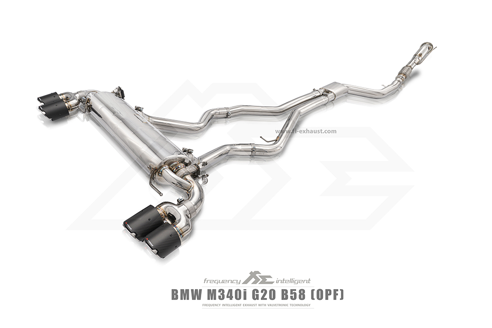 FI Exhaust BN-G2058-FP + BN-G2058-CBE + TIP-70101Q-S + ACT-BN + CAB-BT2B Выхлопная система для BMW G20/G22 M340i/M440i (Non-OPF) | 3.0T B58 | 2019+ Quad Tips in Silver №3