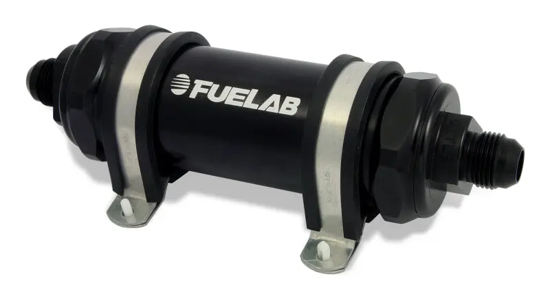 Fuelab FLB82833-1 828 In-Line Fuel Filter Long -10AN In/Out 6 Micron Fiberglass - Black