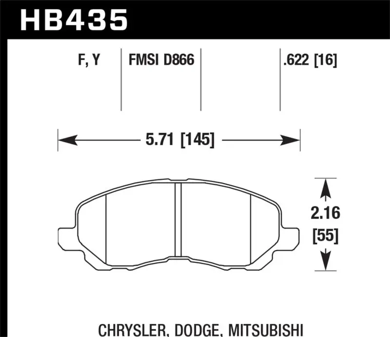 HAWK HAWKHB435F.622 00-05 Eclipse GT HPS Street Front Brake Pads №1