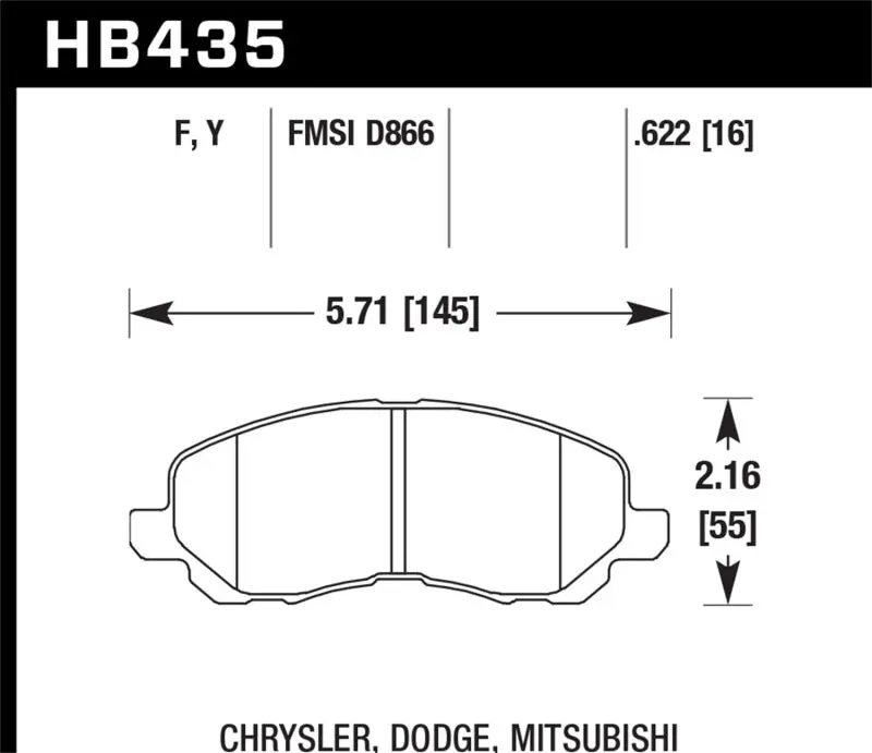 HAWK HAWKHB435F.622 00-05 Eclipse GT HPS Street Front Brake Pads №3