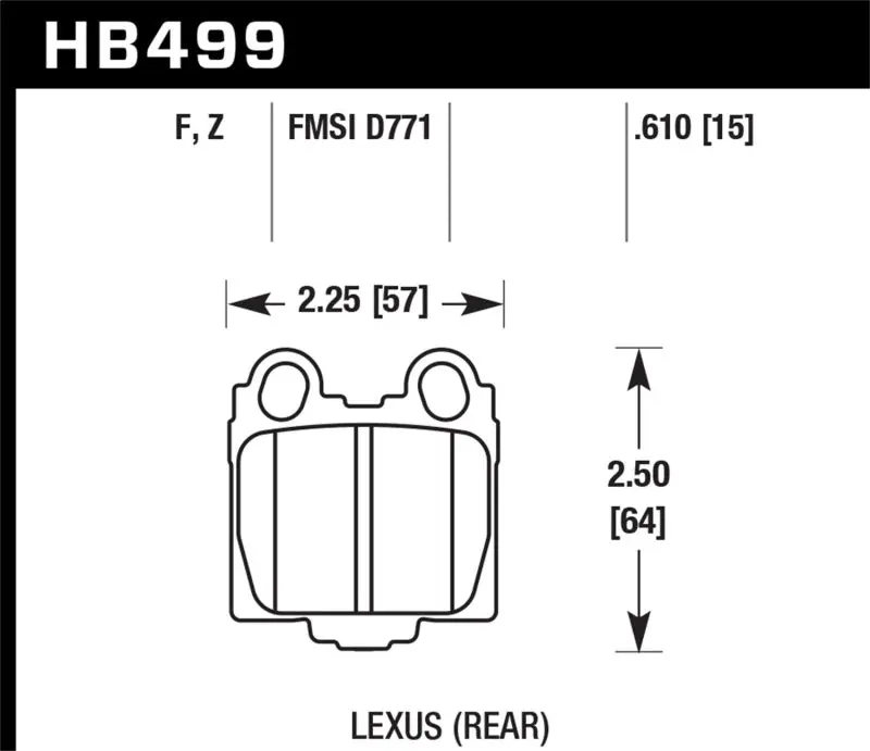 HAWK HAWKHB499F.610 00-05 Lexus IS300 HPS Street Rear Brake Pads №2