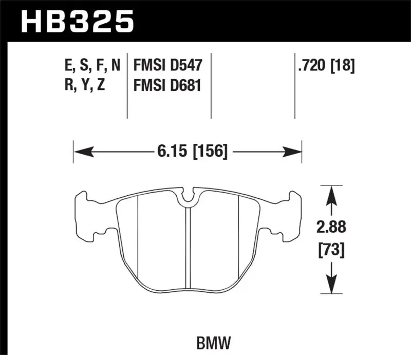 HAWK HAWKHB325Z.720 01-03 BMW 530I 3.0L / 97-03 BMW 540I 4.4L / 96-01 740I 4.4L / 00-03 M5 5.0L / 01-06 M5 3.0L/4.4 №1