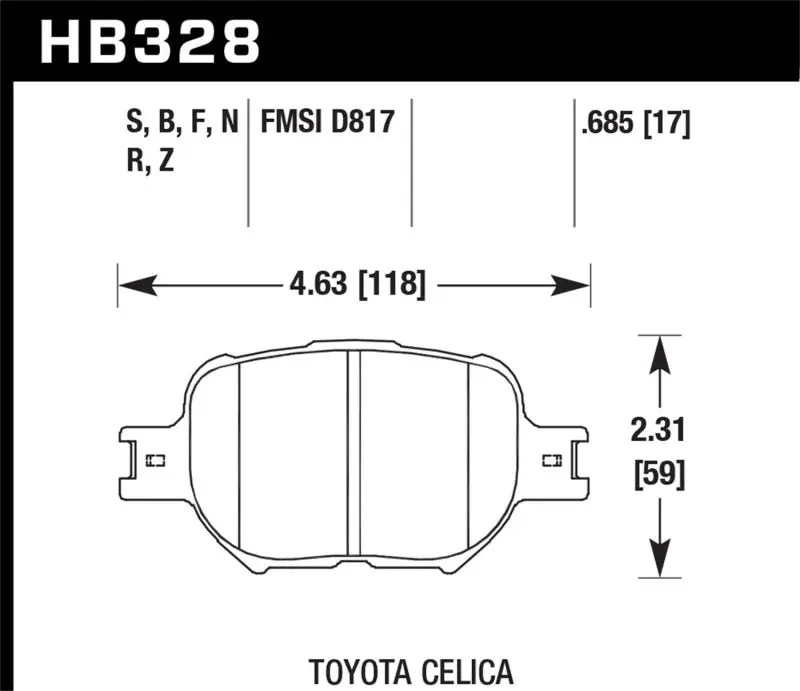 HAWK HAWKHB328F.685 01-05 Celica GT/GT-S/05-08 TC HPS Street Front Brake Pads №2