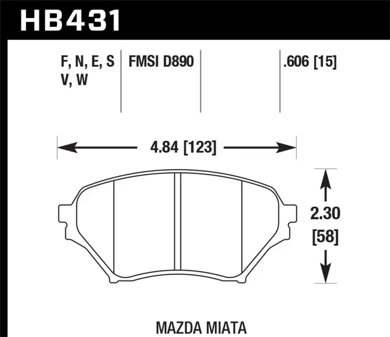 HAWK HAWKHB431E.606 01-05 Miata W/ Sport Suspension Blue 9012 Front Brake Pads D890 №1