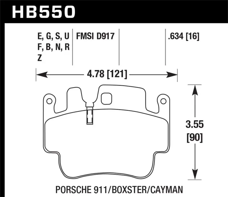 HAWK HAWKHB550E.634 01-05 Porsche 911 (996) Carrera 2/4 / 00-04 Porsche Boxster S Blue 9012 Race Front Brake Pads №1