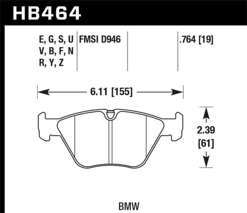 HAWK HAWKHB464G.764 01-06 BMW 330Ci / 01-05 330i/330Xi / 01-06 M3 DTC-60 Race Front Brake Pads №1