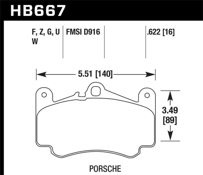 HAWK HAWKHB667F.622 02-05 Porsche 911 Carrera 4 Turbo Look/Carrera 4S Front HPS Street Brake Pads №1