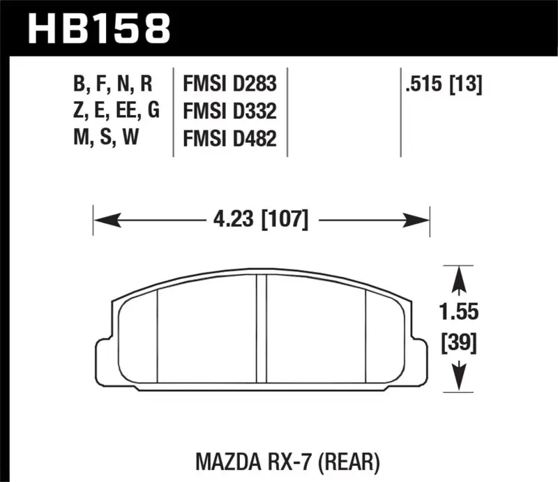 HAWK HAWKHB158G.515 03-05 Mazda 6 / 84-95 Mazda RX-7 DTC-60 Race Rear Brake Pads №2