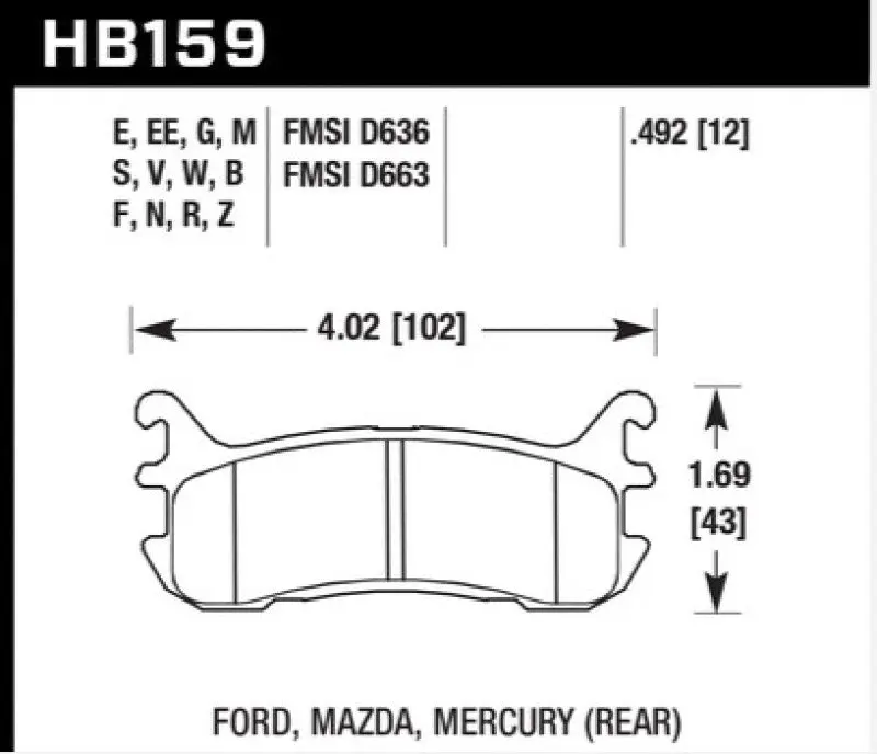 HAWK HAWKHB159D.492 03-05 Mazda Miata Rear ER-1 Brake Pad Set №3