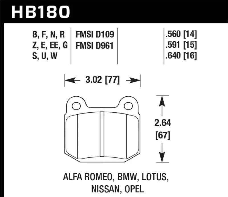 HAWK HAWKHB180G.560 03-06 Evo / 04-09 STi / 03-07 350z Track DTC-60 Race Rear Pads №1