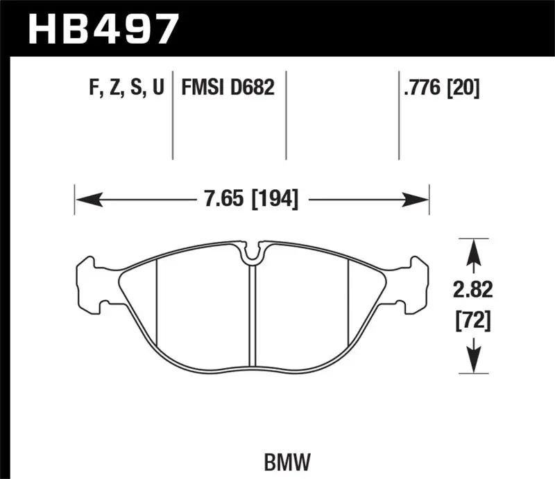 HAWK HAWKHB497F.776 04-06 Audi TT Quattro / 04-05 VW Golf R32 HPS Street Front Brake Pads №2