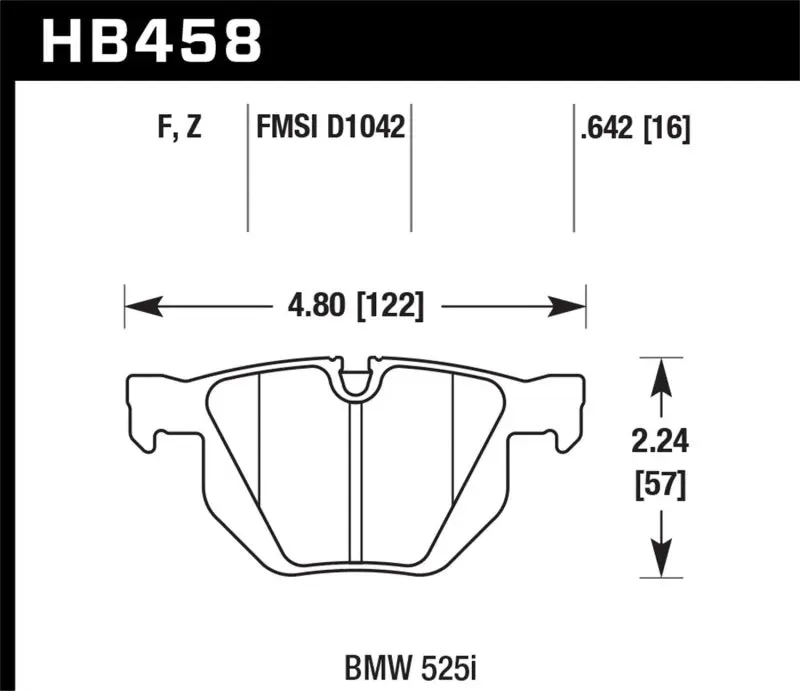 HAWK HAWKHB458F.642 04-06 BMW 525I / 06-07 BMW 525Xi/530Xi / 08-10 528I / 04-07 530I / 08-09 535Xi / 09-10 535i HP